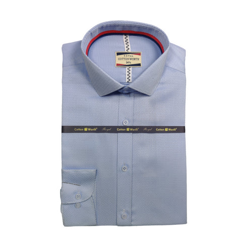 Semi Formal Sky Self Texture Shirt For Men's